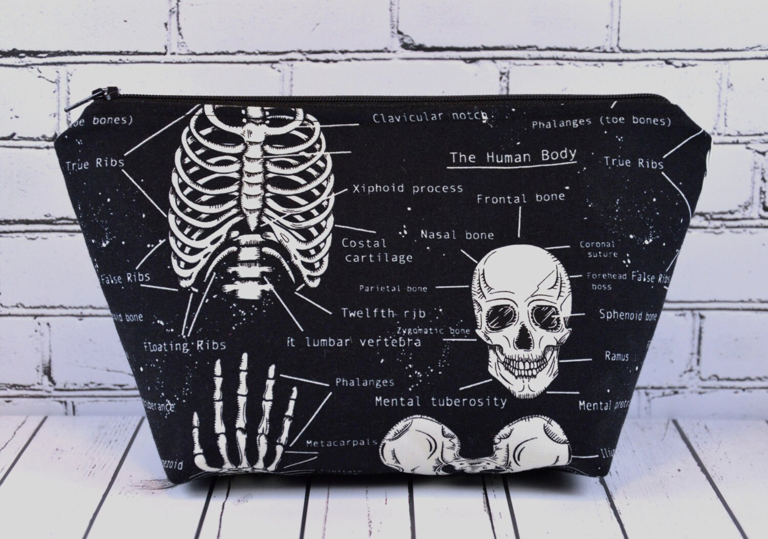 Glow in the Dark Skeleton Makeup Bag, Skull Bag