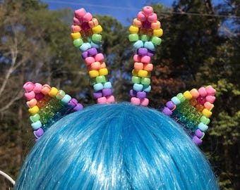 CUSTOM Kandi Neopets Aisha Beaded Ear Headband ( choose your colors )