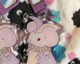 Pastel Halloween circus mouse Caroline jester rat acrylic keychain- clowncore court jester furry critter