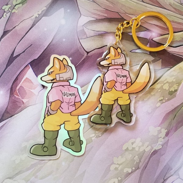 melee fox sticker & keychain