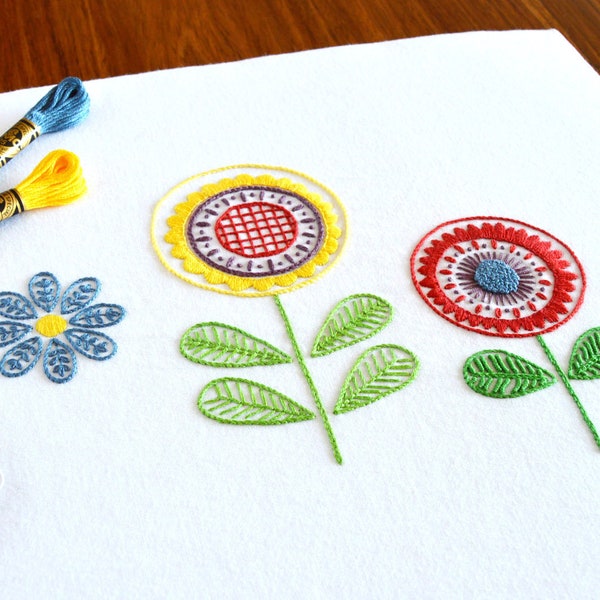 Scandi Flowers, a hand embroidery pattern in fresh Scandinavian style