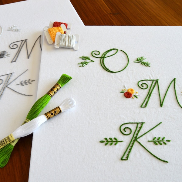Classic Monograms, a modern hand embroidery pattern for three alphabets of elegant letters