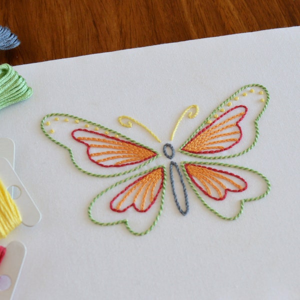 Papillon IV, a modern embroidery pattern for a butterfly