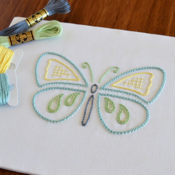Papillon V, a modern embroidery pattern for a butterfly