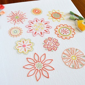 Full Blooms embroidery pattern for 10 flower designs