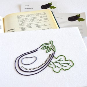 Aubergine, a vegetable embroidery PDF pattern for an eggplant image 1