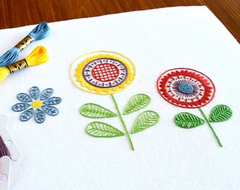 Scandi Flowers, a hand embroidery pattern in fresh Scandinavian style