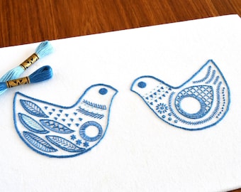 Scandi Birds, a hand embroidery pattern in fresh Scandinavian style