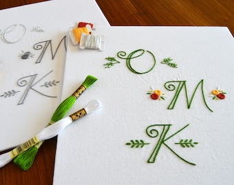 Classic Monograms, a modern hand embroidery pattern for three alphabets of elegant letters