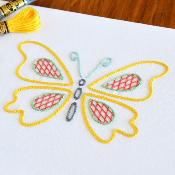 Papillon III, a modern embroidery pattern for a butterfly