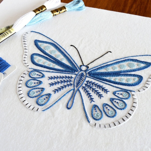 Anatomical Butterfly, a lifelike embroidery pattern for an insect