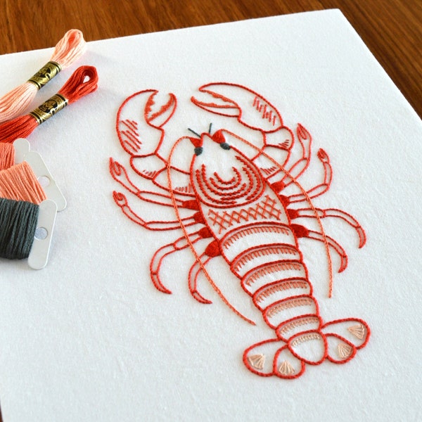 Anatomical Lobster embroidery pattern for nature enthusiasts and foodies