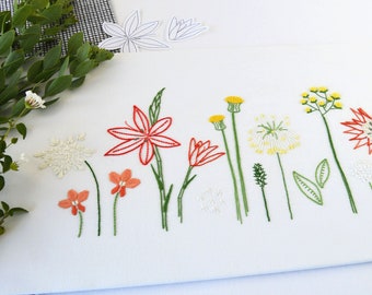 Wild Flowers, a fresh embroidery pattern of meadow plants from the countryside