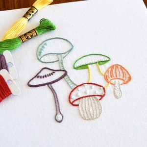 Woodland Mushrooms embroidery pattern, a design from the forest for nature walks and foragers