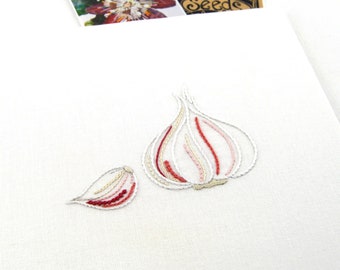 Garlic Embroidery Pattern Garlic Machine Embroidery Design for Kitchen Textile, Bag, T-shirt ...