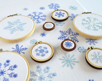 Snowflakes hand embroidery pattern with lots of original designs to stitch for winter and the holidays