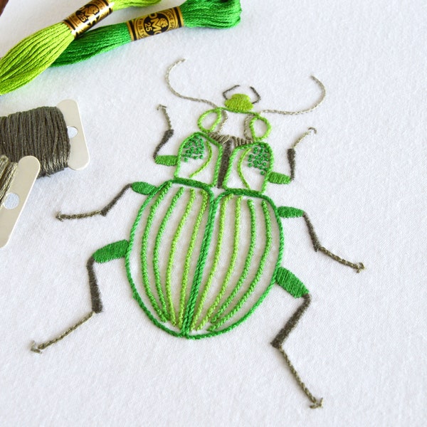 Anatomical Beetle, a lifelike embroidery pattern for an insect