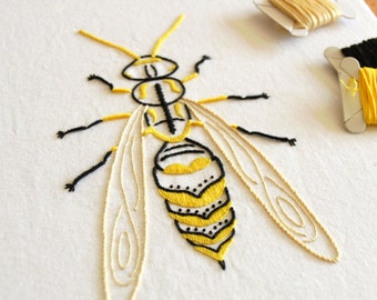 Anatomical Wasp, a lifelike embroidery pattern for an insect