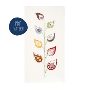 Celtic Leaves, an original hand embroidery pattern with embroidered appliqué details