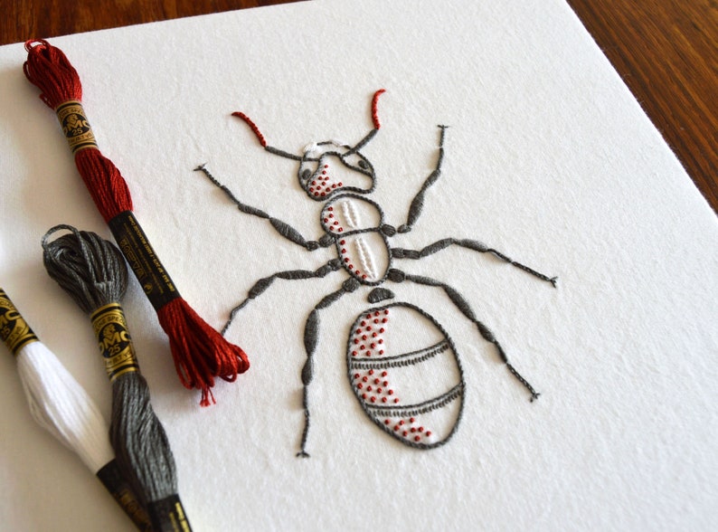 Anatomical Ant, a lifelike embroidery pattern for an insect image 1