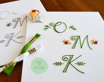 Classic Monograms hand embroidery pattern. Three full alphabets of 26 letters each, in three different styles (PDF pattern)