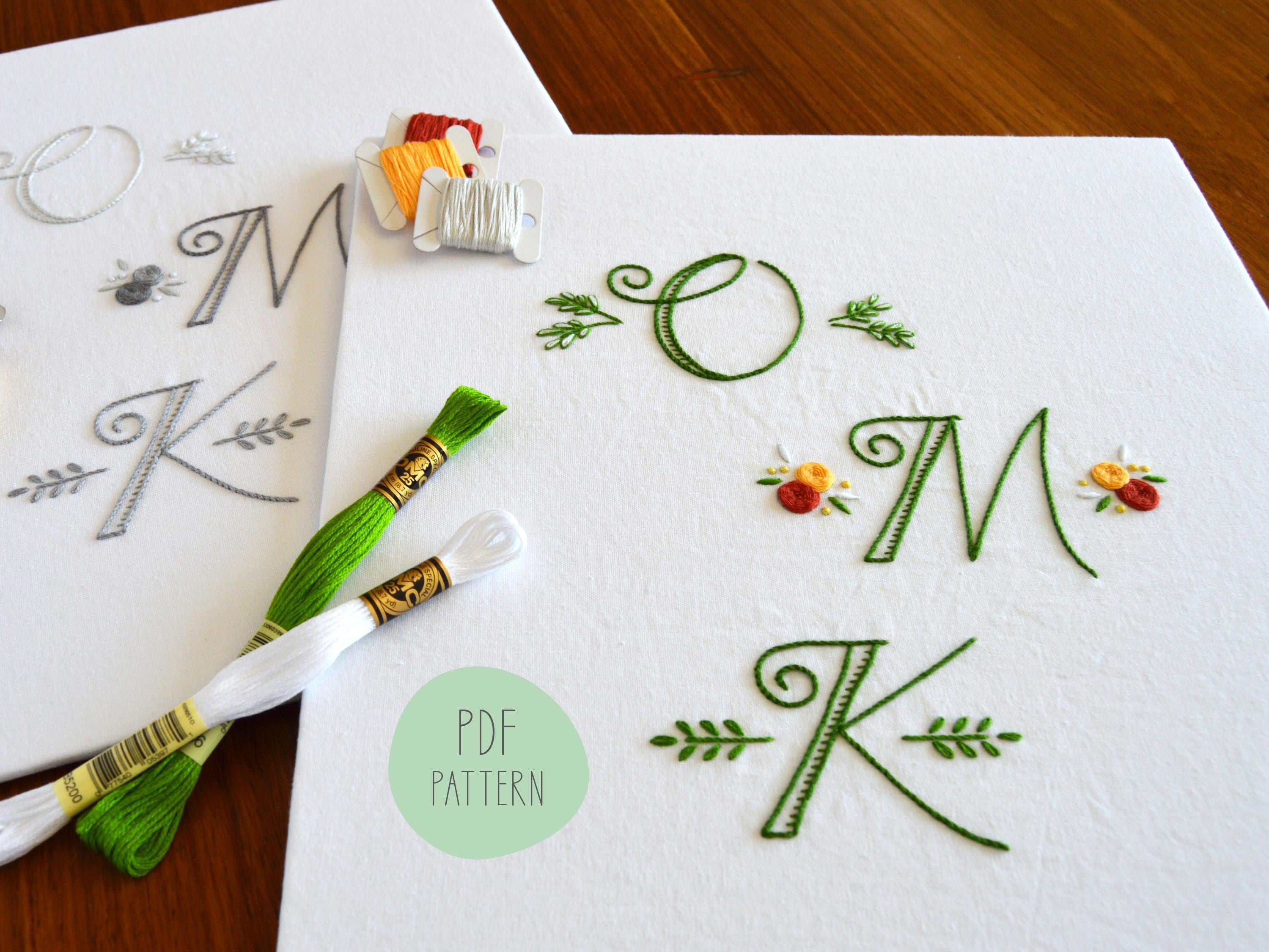 Classic Monograms Hand Embroidery Pattern. Three Full Alphabets of 26 ...