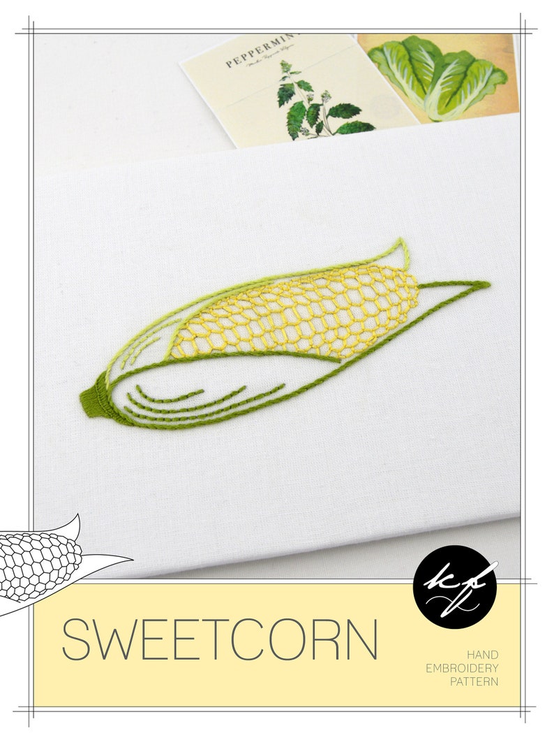 Sweetcorn embroidery pattern for corn on the cob image 2