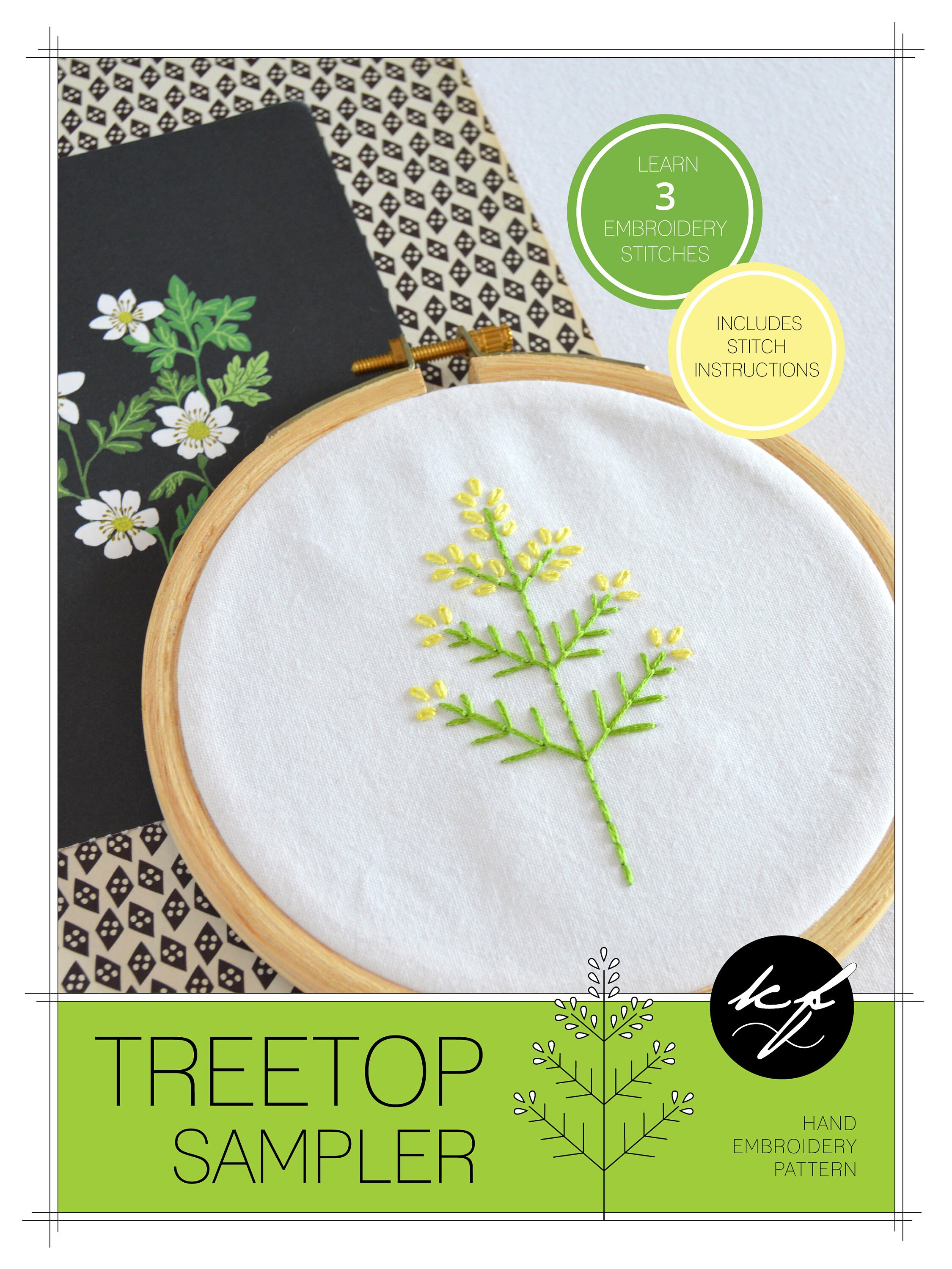 Treetop Sampler Hand Embroidery Pattern an Embroidery Sampler Etsy