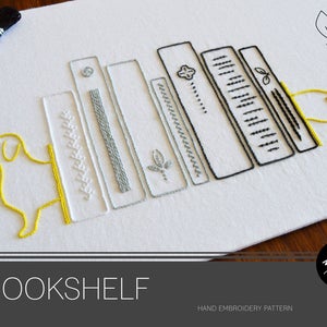 Bookshelf hand embroidery pattern for bookworms, bibliophiles, introverts and readers image 3