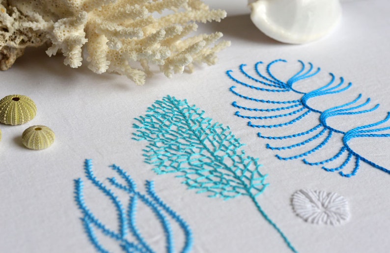 Wild Coral hand embroidery pattern modern embroidery nature Etsy Embroidery design