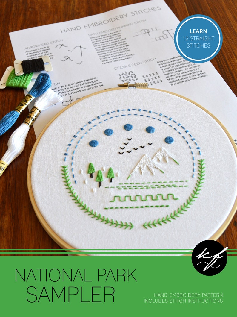 National Park Sampler Hand Embroidery Pattern a Modern Etsy