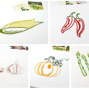 Veg Box II, 5 vegetable embroidery patterns for asparagus, chillies, garlic, sweetcorn and a pumpkin