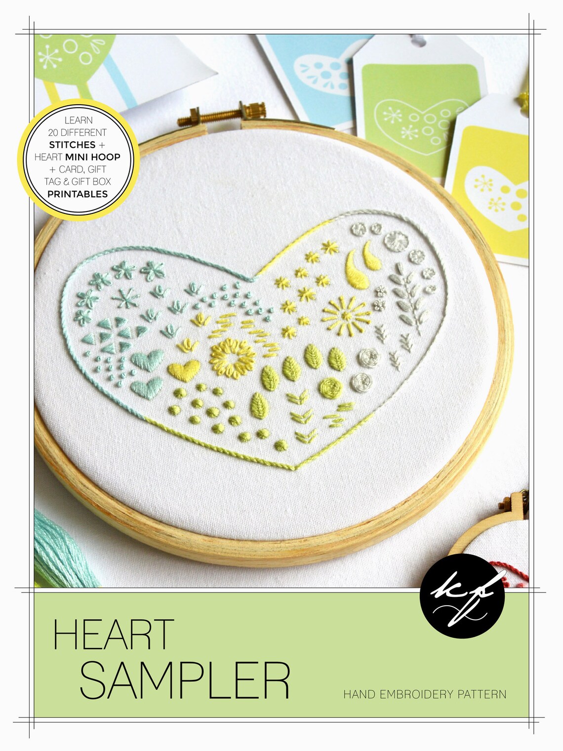 Heart Sampler hand embroidery pattern a modern embroidery Etsy