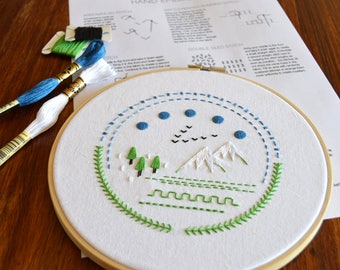 National Park Sampler, a hand embroidery pattern to learn and improve your straight stitches