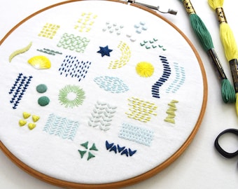 Straight Stitches, an embroidery sampler pattern to learn new stitches