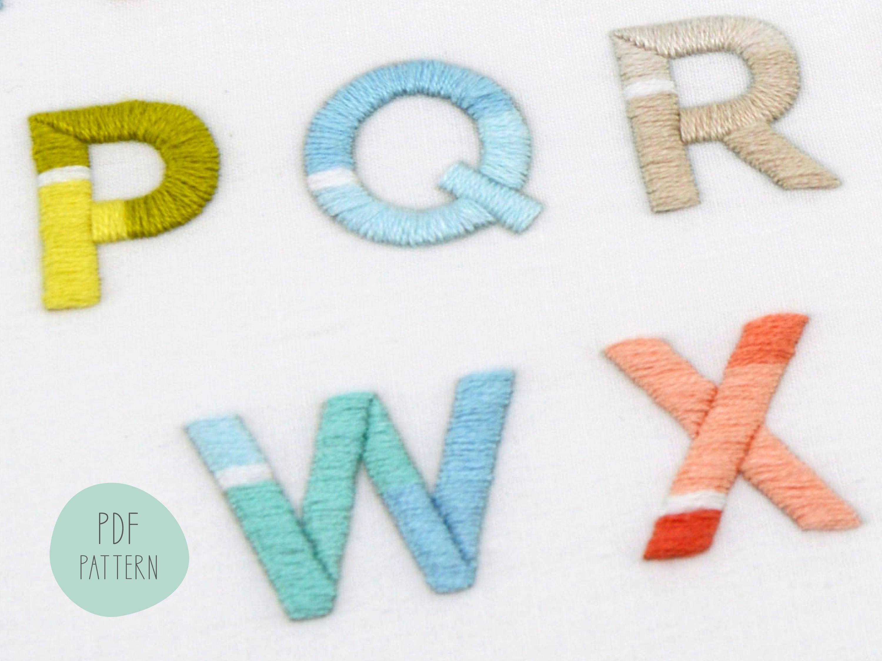 Mini Pattern Letter Mini Monograms Hand Embroidery Pattern, a Modern Embroidered Alphabet ...