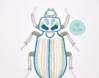 Escarabajo I patrón de bordado a mano para un insecto insecto realista