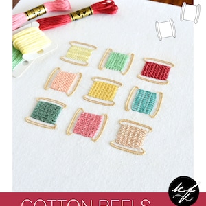 Cotton Reels hand embroidery pattern of spools of thread image 2