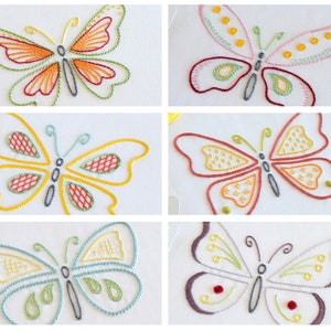 Papillon, 6 butterfly designs in one PDF embroidery pattern