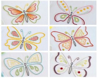 Papillon, 6 butterfly designs in one PDF embroidery pattern
