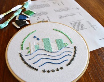 I Heart My City Sampler, a hand embroidery pattern to learn and improve your chain stitches