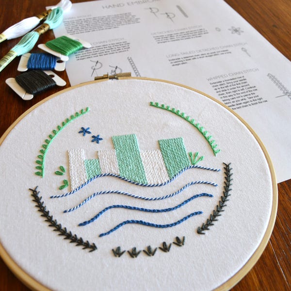 I Heart My City Sampler, a hand embroidery pattern to learn and improve your chain stitches