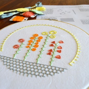 Garden Society Sampler, a hand embroidery pattern to learn and improve your blanket stitches