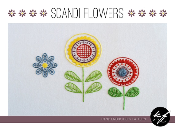 PDF pattern embroidery PDF modern embroidery embroidery patterns floral embroidery Scandi Flowers hand embroidery pattern
