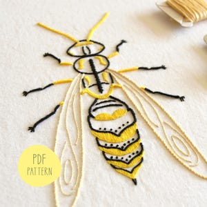 Anatomical Wasp, a lifelike embroidery pattern for an insect