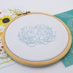 Blue Flora hand embroidery pattern for 4 fresh and contemporary flower designs image 2