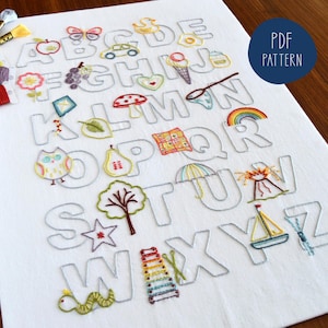 ABC embroidery pattern for a new baby nursery or child&#39;s bedroom alphabet. Stitch as is or split up and use as monograms for kids