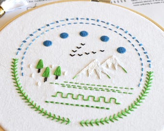 National Park, a hand embroidery pattern of the great outdoors (digital download)