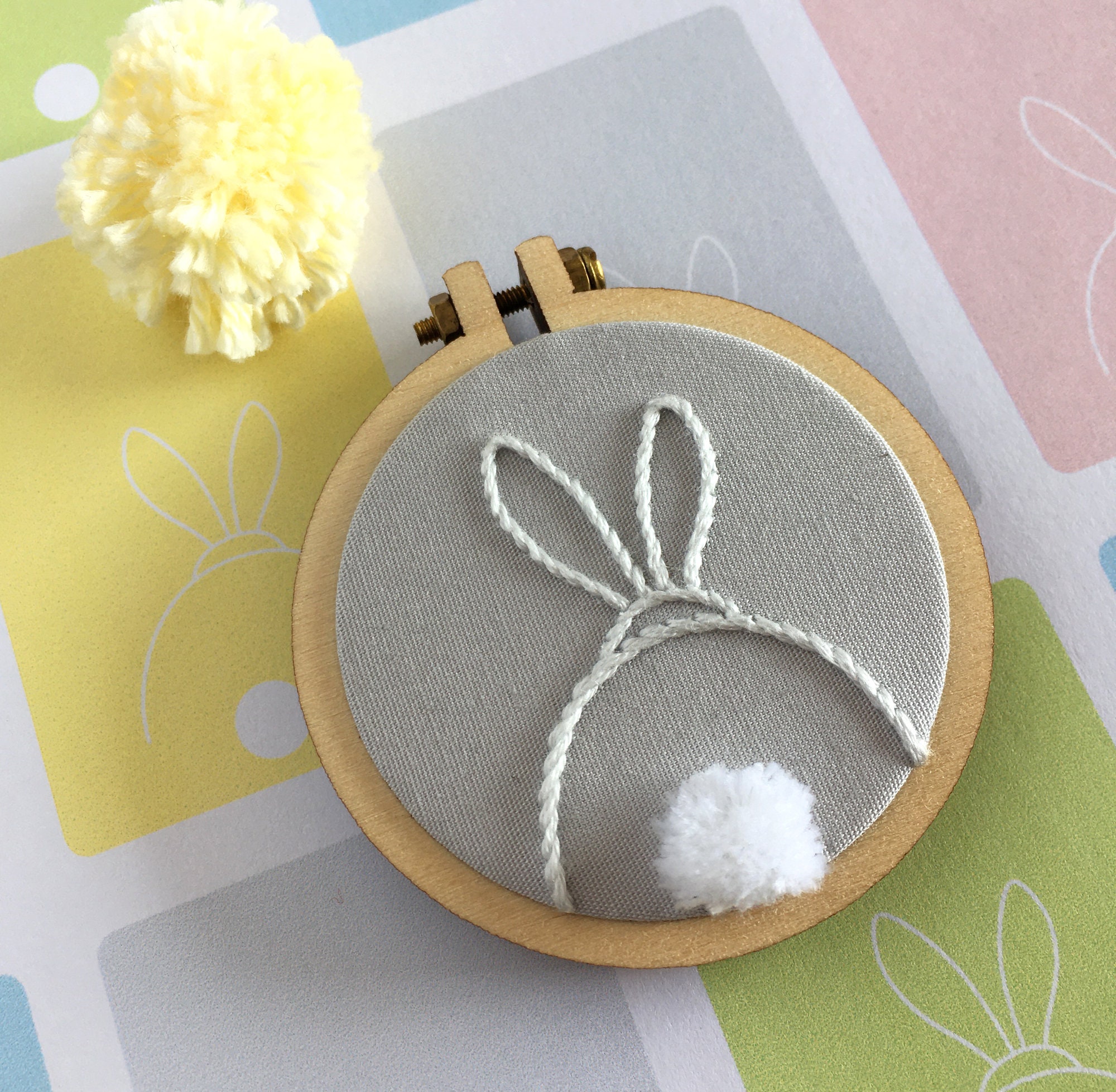 Shy Rabbit Hand Embroidery Pattern a Modern Embroidery PDF | Etsy