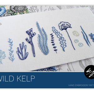 Wild Kelp, a modern embroidery pattern from the ocean of seaweed and marine algae image 3